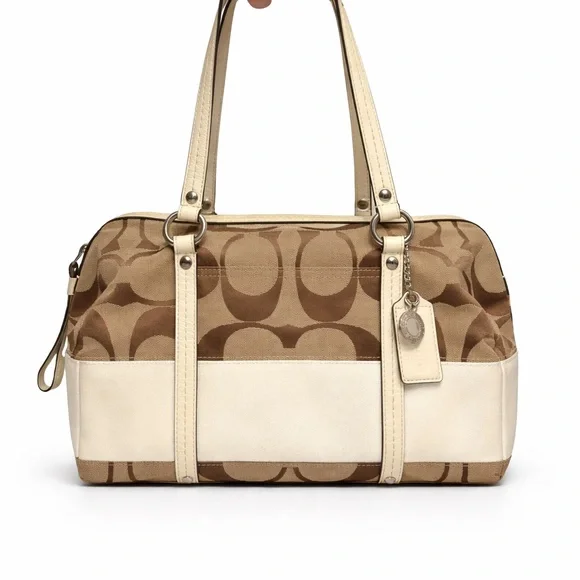 Vintage Y2K Coach Brown and Cream Signature Satchel—NWT - Picture 2 of 5